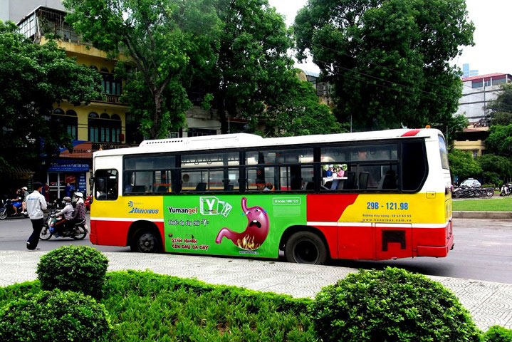 Thuốc Dạ dày Yumangel quảng cáo trên xe bus Hà Nội, Đồng Tháp