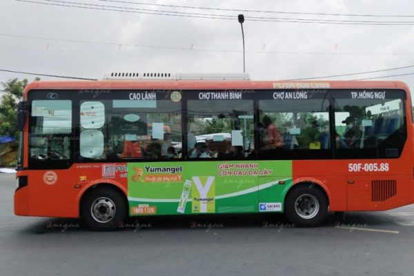 Thuốc Dạ dày Yumangel quảng cáo trên xe bus Hà Nội, Đồng Tháp